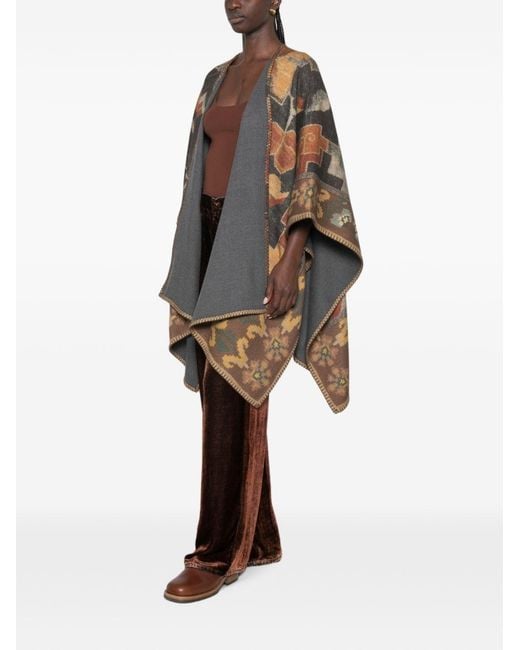 Pierre Louis Mascia Brown Wool Poncho