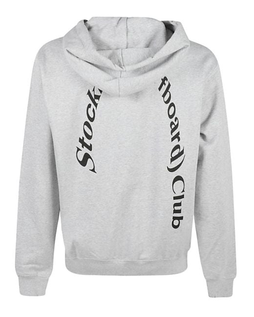 Stockholm Surfboard Club Gray Printed Cotton Hoodie for men