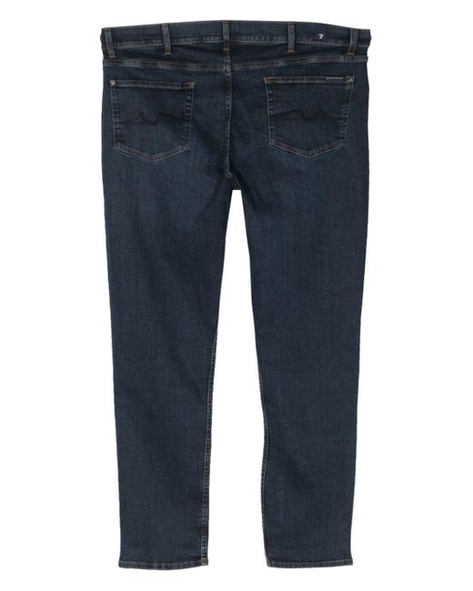 7 For All Mankind Blue Tapered-leg Stretch-cotton Jeans for men