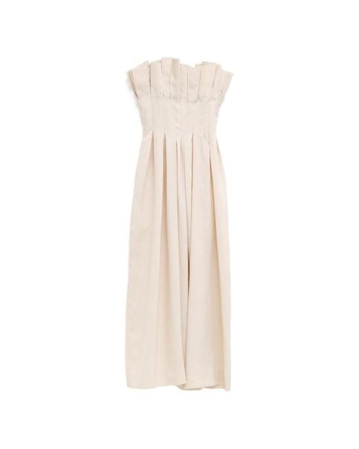 Khaite White Claude Linen Blend Midi Dress