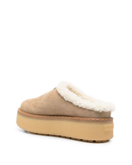 Prada Natural Suede Leather Slippers
