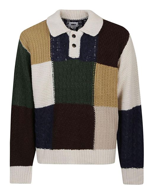 Obey Black Oliver Patchwork Sweater for men