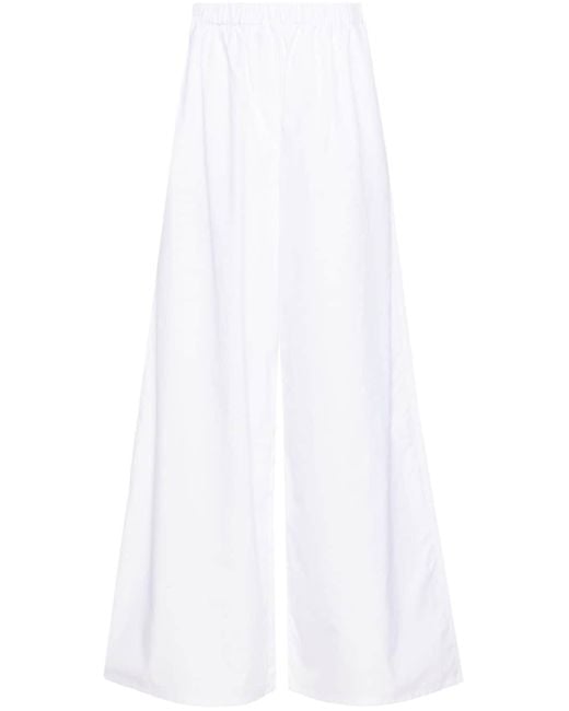 Max Mara White Wide-leg Cotton Trousers