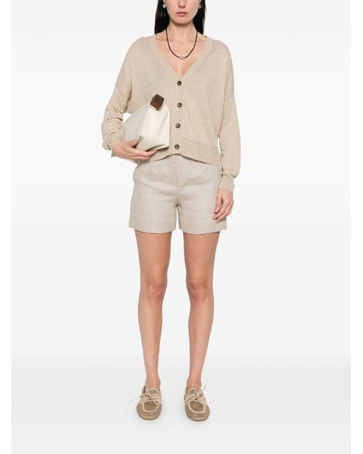 Base London Natural Linen And Cotton Blend Cardigan