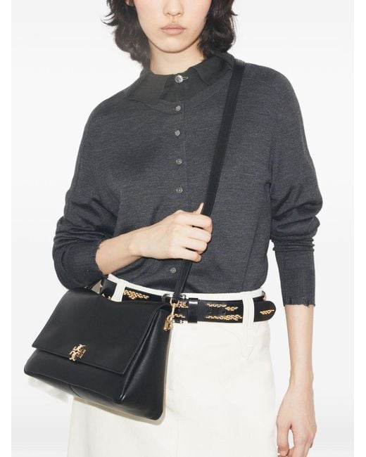 Tory Burch Black Charlie Leather Shoulder Bag