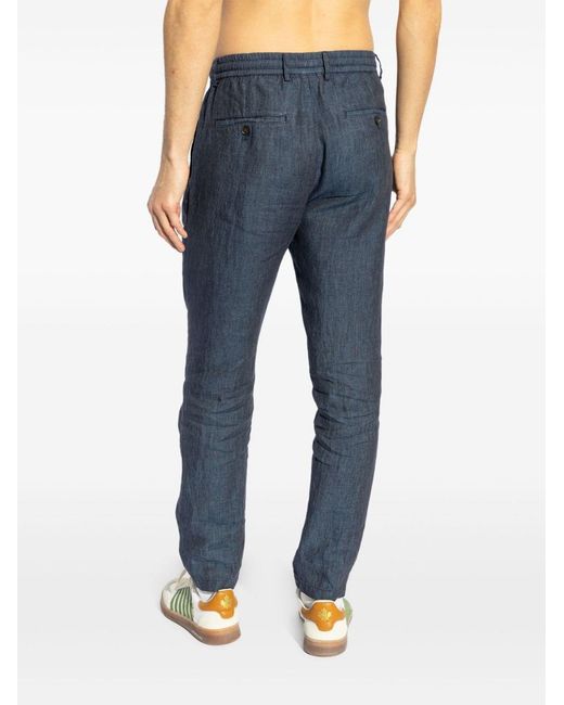 Paul & Shark Blue Linen Trousers for men