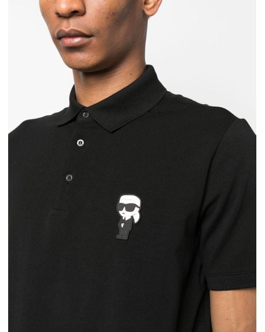 Karl Lagerfeld Black Ikonik Karl-patch Cotton Polo Shirt for men