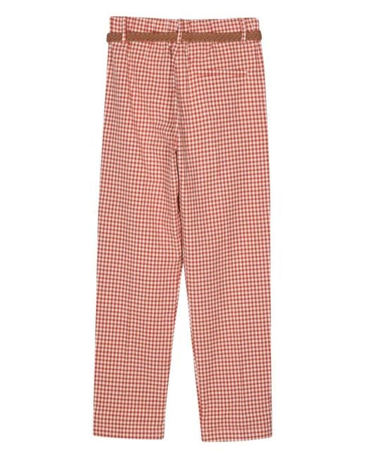 Alysi Red Gingham Check Belted Trousers