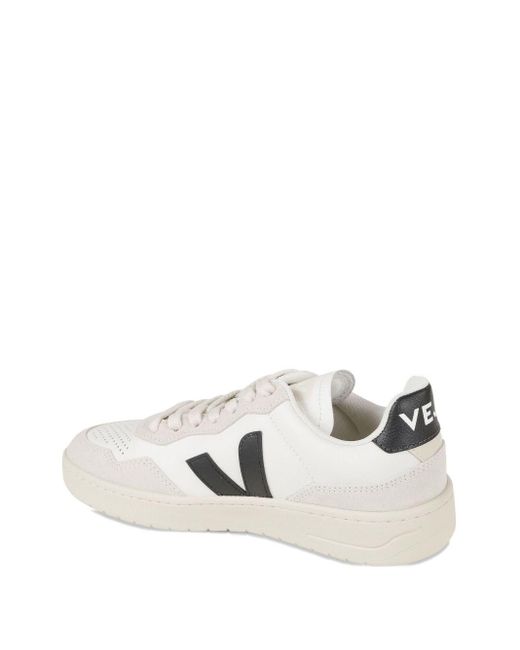 Veja White V-90 Panelled Sneakers