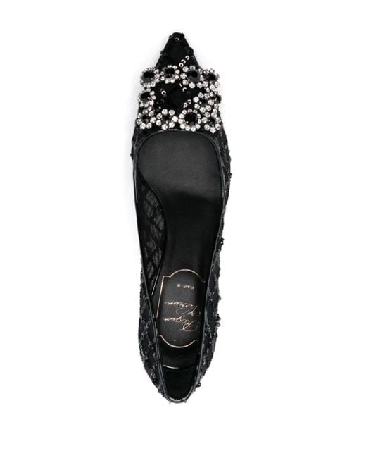 Roger Vivier Black Flower Strass Pumps