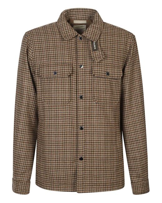 Woolrich White Plaid Jacket With Classic Collar for men
