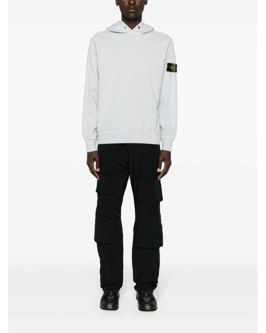 Stone Island White Compass-badge Cotton Hoodie for men
