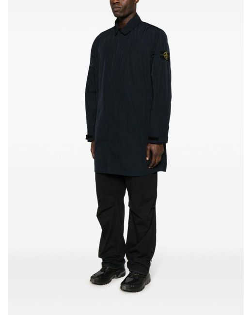 Stone Island Blue Compass-badge Single-breasted Coat for men