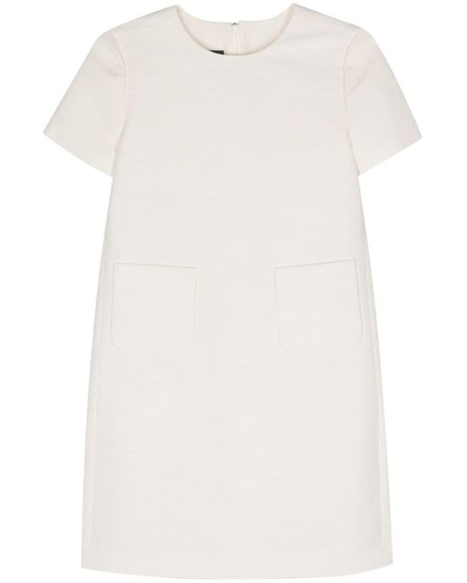 Emporio Armani White Ribbed Mini Dress
