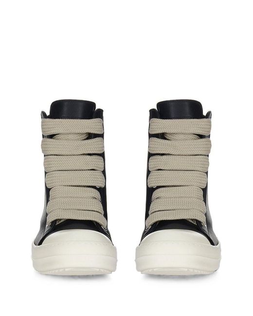 Rick Owens Black Jumbolace Leather Sneakers