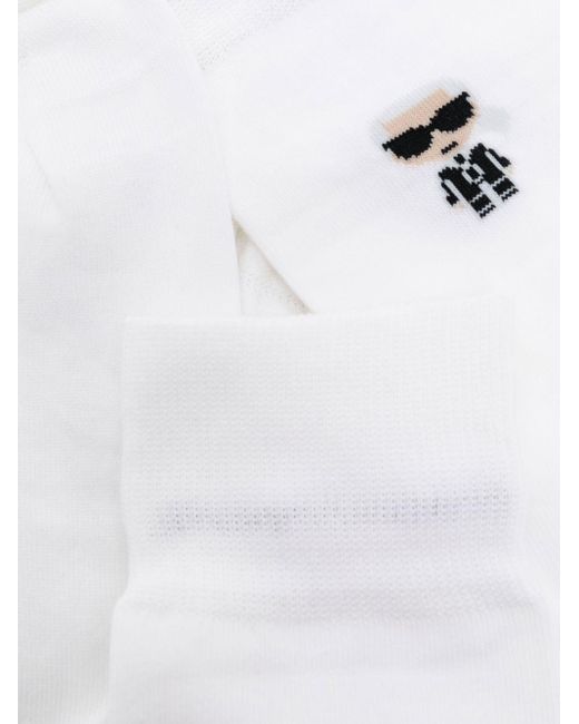 Karl Lagerfeld White Intarsia-knit Logo Socks for men