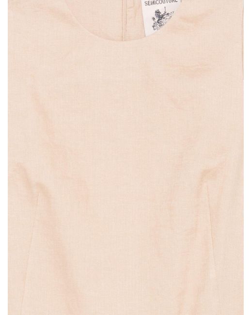 Semicouture Natural Sheena Linen Mini Dress
