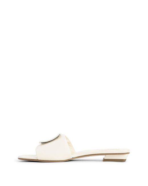Roger Vivier White Leather Flat Sandals