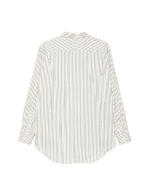 Auralee White Cotton And Silk Striped Shirt for men