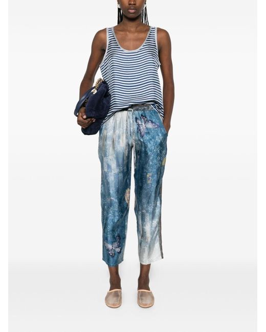 Pierre Louis Mascia Blue Striped Silk Tank Top