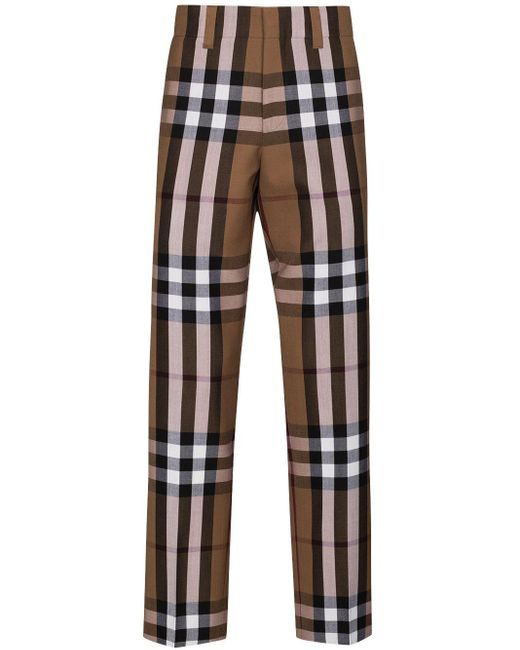 パンツ BURBERRY CHECKED WOOL TROUSERS Checked wool twill straight pants in green - Burberry