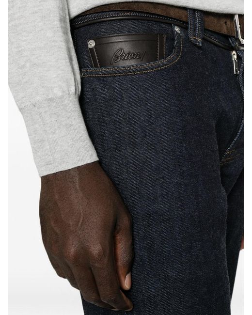 Brioni Blue Cotton And Cashmere Denim Jeans for men