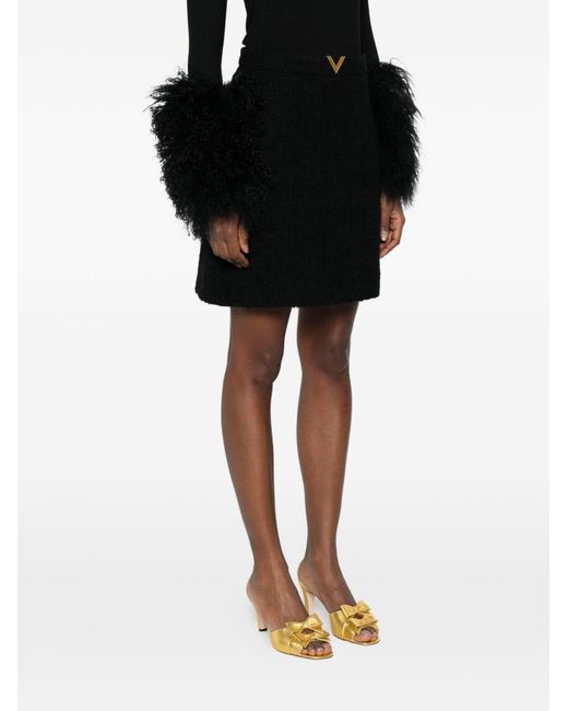 Valentino Black Vlogo Signature Wool Skirt