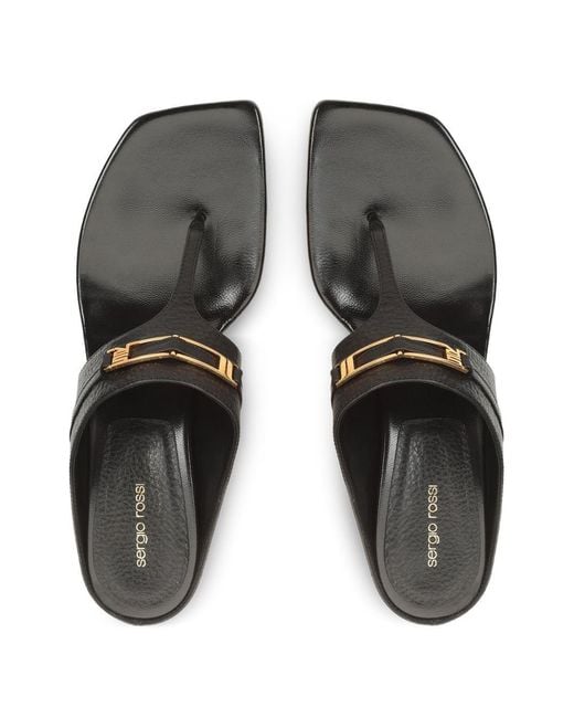 Sergio Rossi White Leather Thong Sandals
