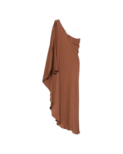 Silk95five Brown Ritz Silk Asymmetric Dress