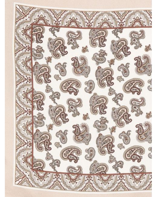 Brioni White Printed Silk Pocket Square for men