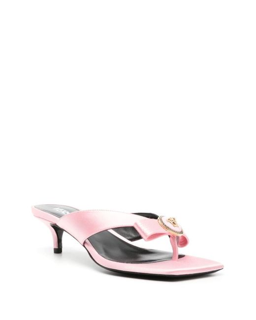Versace Pink La Medusa Satin Sandals