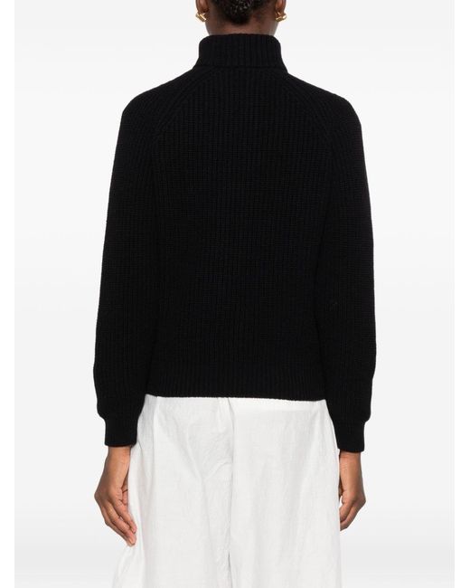 Base London Black Wool Zipped Cardigan