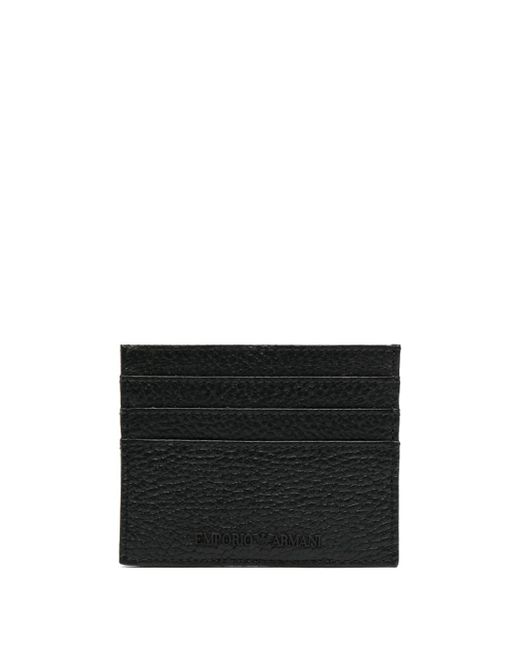 Emporio Armani Black Logo-debossed Leather Cardholder for men
