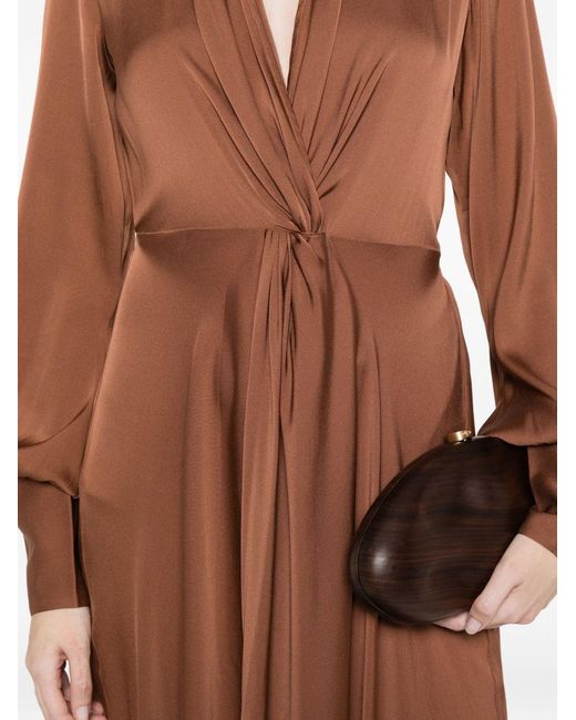 Silk95five Brown Palm Beach Silk Maxi Dress