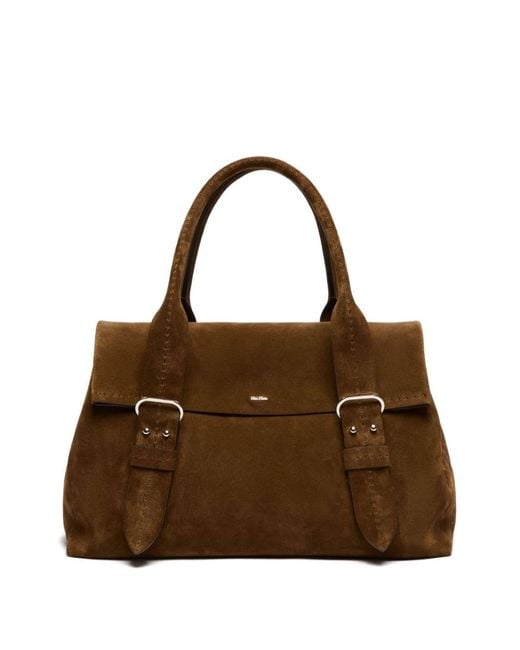 Max Mara Brown Suede Leather Handbag