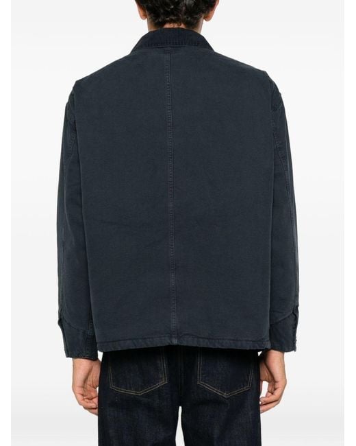 Emporio Armani Blue Cotton Caban Coat for men