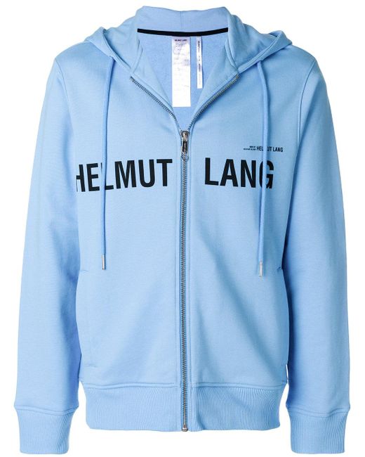 Helmut Lang Blue Logo Printed Hoodie for men