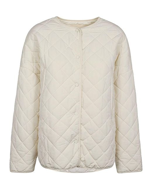 Sandbeige White Quilted Nylon Jacket