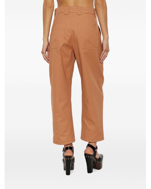 Chloé Brown Cotton Barrel Trousers