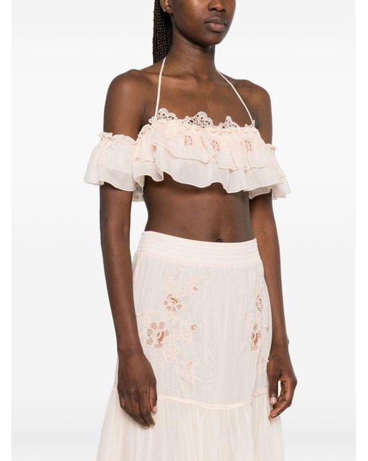 Ermanno Scervino Natural Embroidered Top