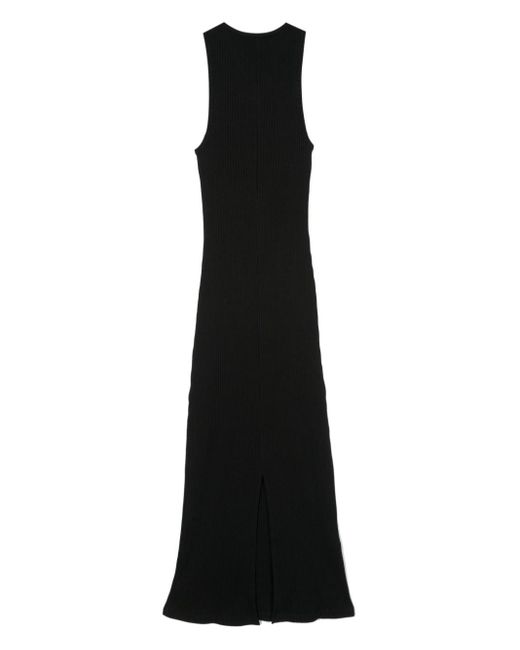 Loewe Black Anagram Ribbed Cotton Long Dress