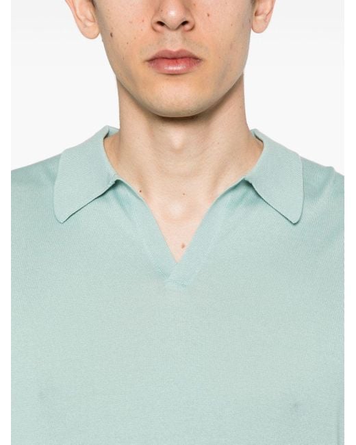 John Smedley Blue Noah Cotton Polo Shirt for men