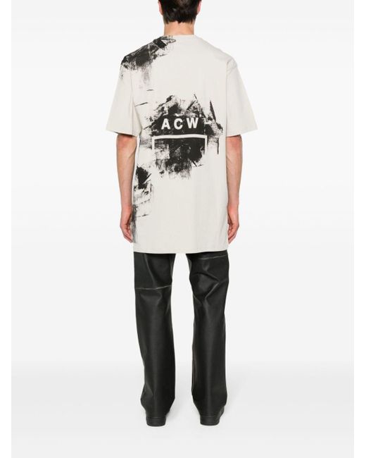 A_COLD_WALL* White Painterly-print Cotton T-shirt for men