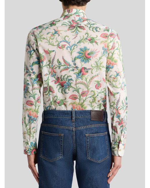 Etro White Floral Pattern Shirt for men