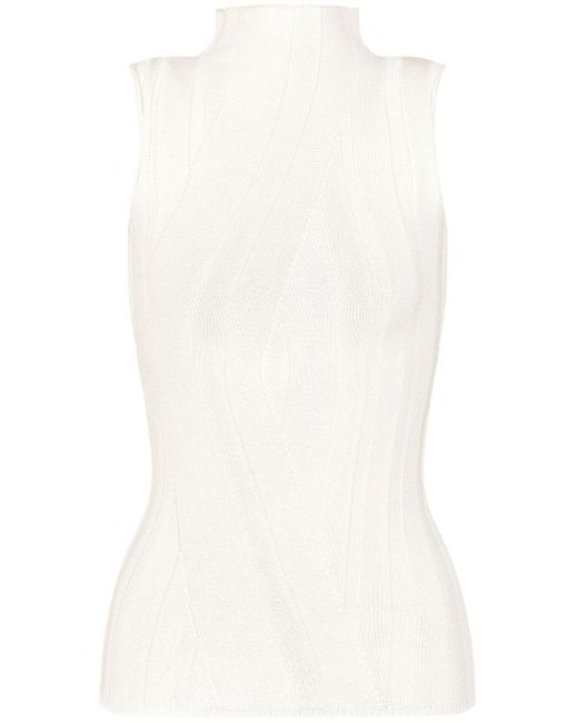 Emporio Armani White High-neck Sleeveless Top