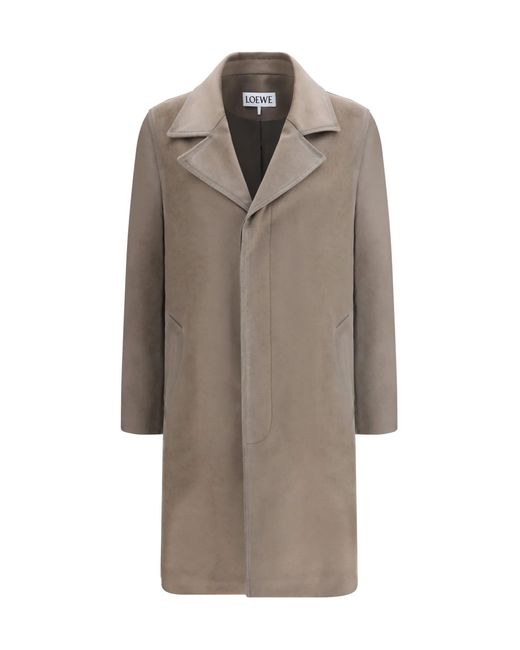 Loewe Gray Single-Breasted Brushed Cotton-Blend Fustian Coat for men