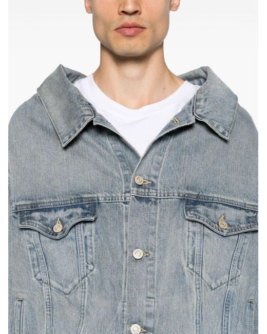 Balenciaga Gray Off Shoulder Denim Jacket