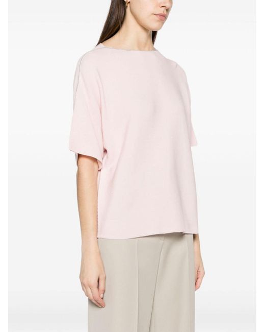 Fabiana Filippi Pink Organic Cotton Boat-neck Sweater