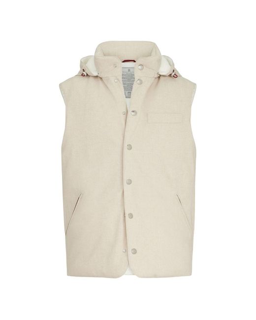 Brunello Cucinelli White Wool Padded Vest for men