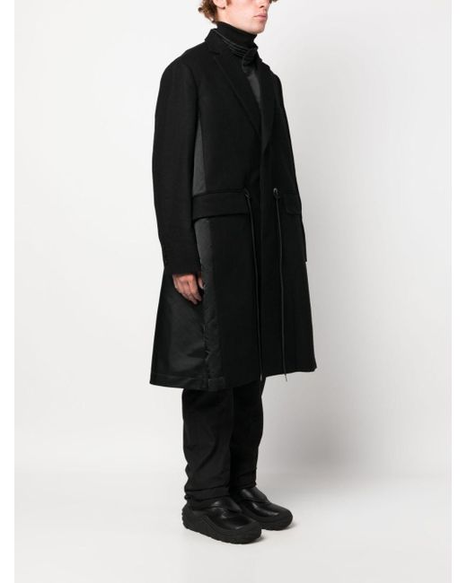 Sacai Black Drawstring-waist Wool Coat for men